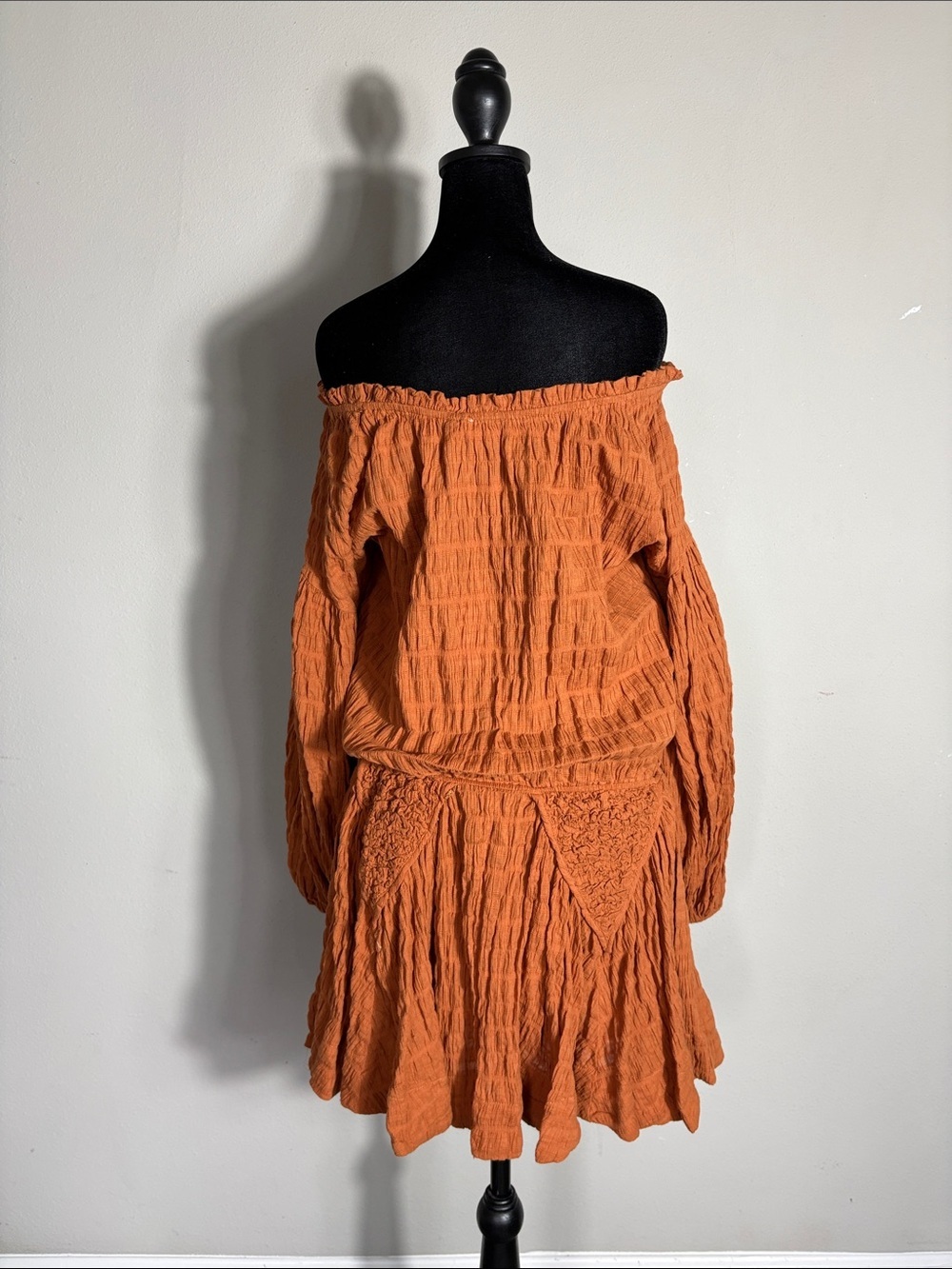 Lucca Sandrine Drop waist Dress Color Rust NWT Elastic waist. - Picture 5 of 7